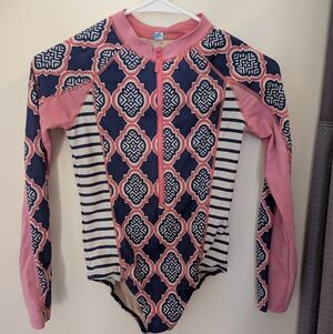 Girl's Size 10 CABANA LIFE SPF UNISUIT ONE PIECE SWIMSUIT ZIP PINK BLUE